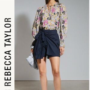 Rebecca Taylor Feminine Floral Ruffle Voile Blouse